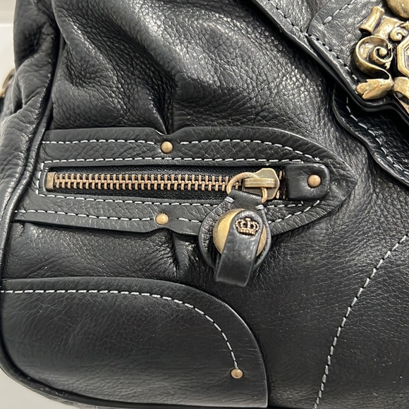 Juicy Couture RARE Large Black Leather Bag Purse Like New Beautiful Collectible - Picture 6 of 12